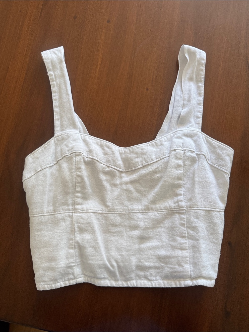 Abercrombie & Fitch White Square-Neck Crop Tank